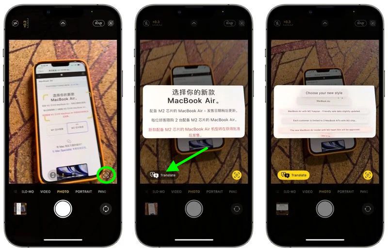 iphone translate text in camera