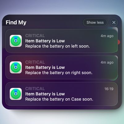 Find My Low Battery Notifications Feature