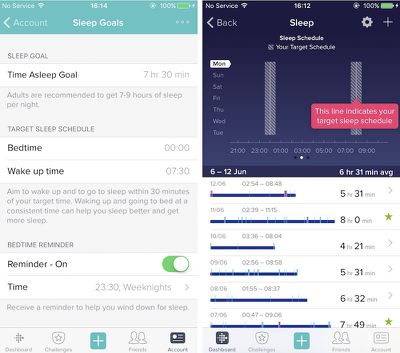Fitbit iOS sleep schedule