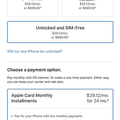 sim free iphone apple card monthly installments