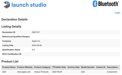 Bluetooth SIG Apple Bluetooth 5 3 Filing