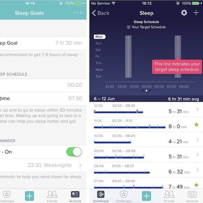 Fitbit iOS sleep schedule