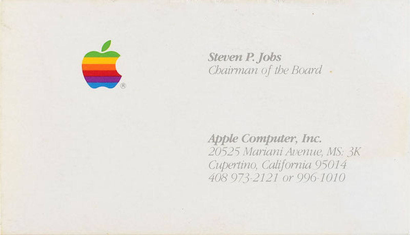 Just Paid Over for a Steve Jobs Business Card - MacRumors