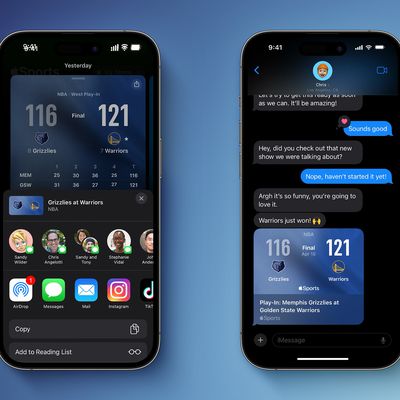 Apple Sports Game Card Sharing