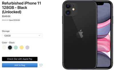 Apple Now Selling Refurbished Iphone 11 11 Pro And 11 Pro Max Models Macrumors