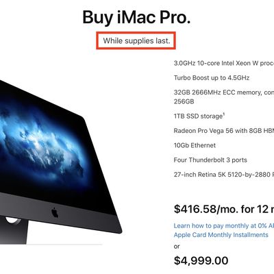 imac pro while supplies last