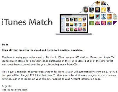 itunes match renewal