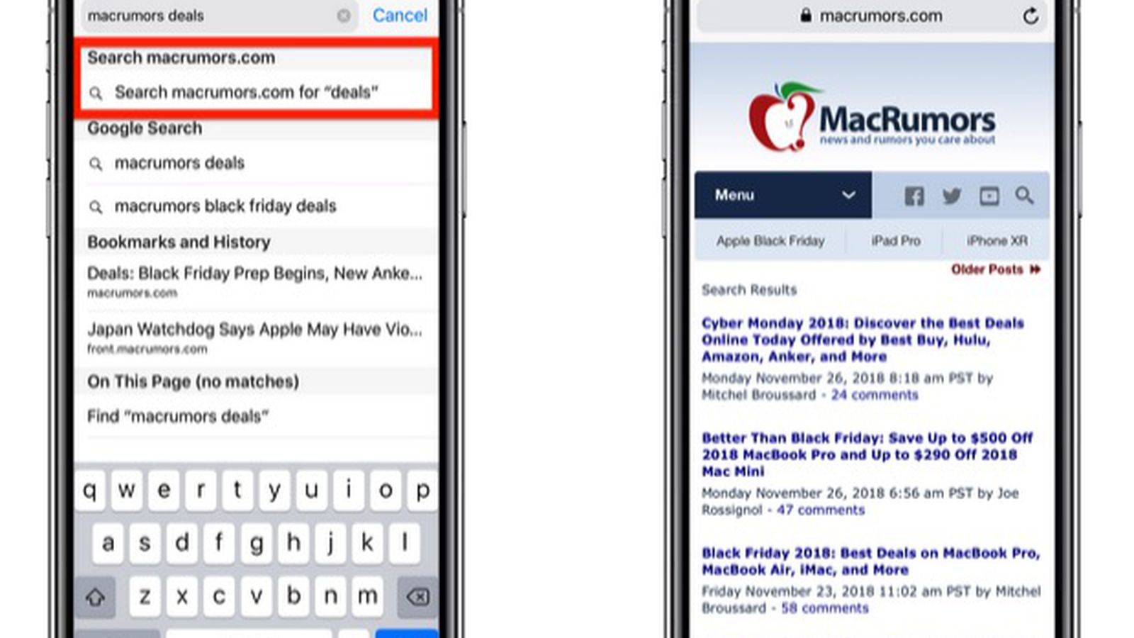 how to search a web page on ipad