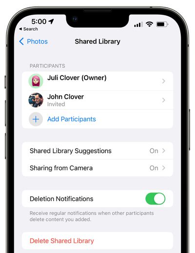 eliminar la biblioteca de fotos compartida de icloud