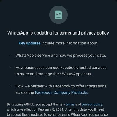 WhatsApp privacy policy update