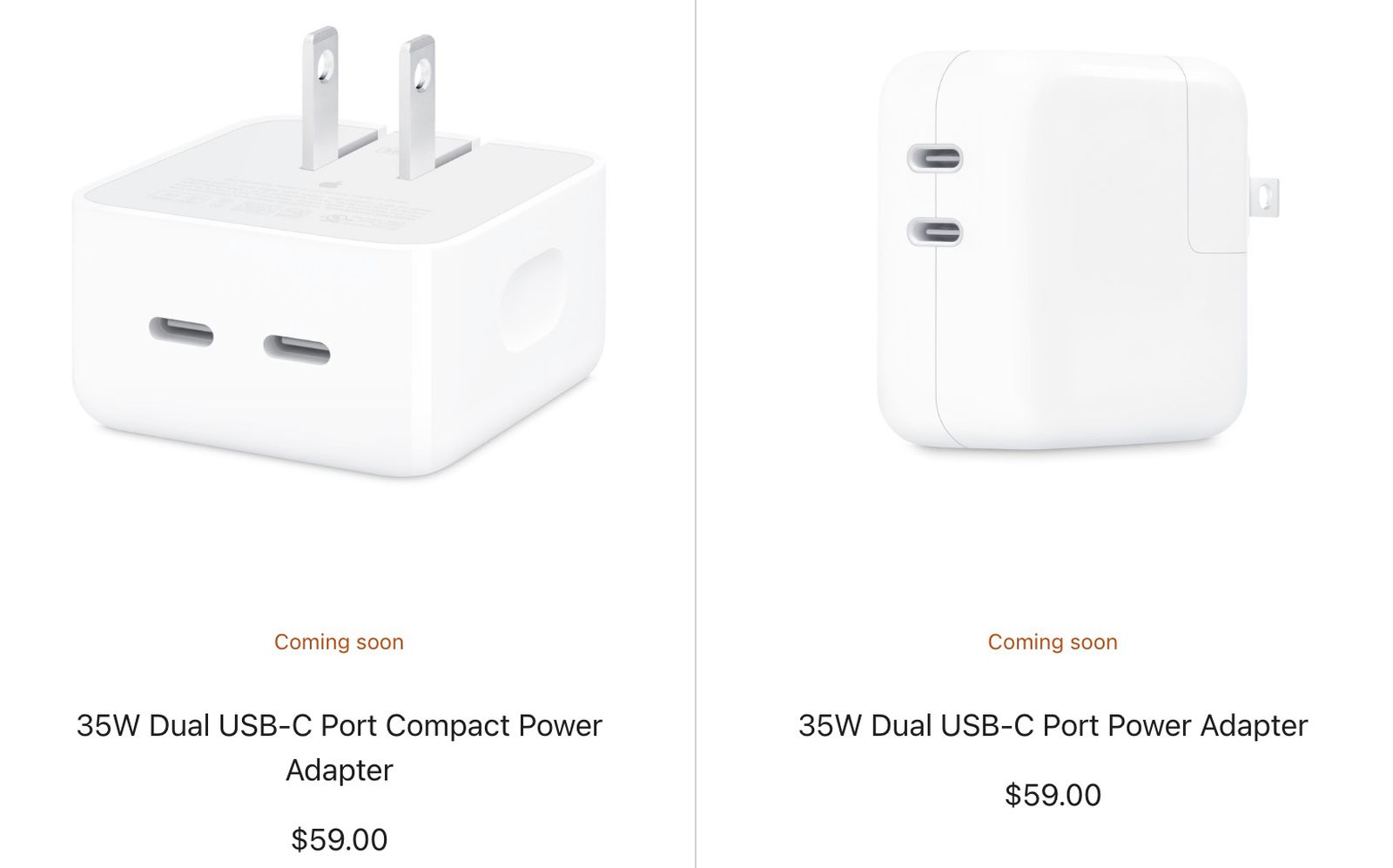 Apple Releasing 35W Power Adapter With Dual USB-C Ports in Standard and Compact Sizes - macrumors.com