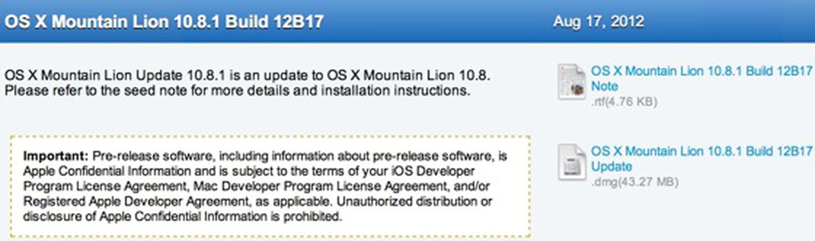 Apple Seeds New Beta of OS X Mountain Lion 10.8.1 to Developers - MacRumors
