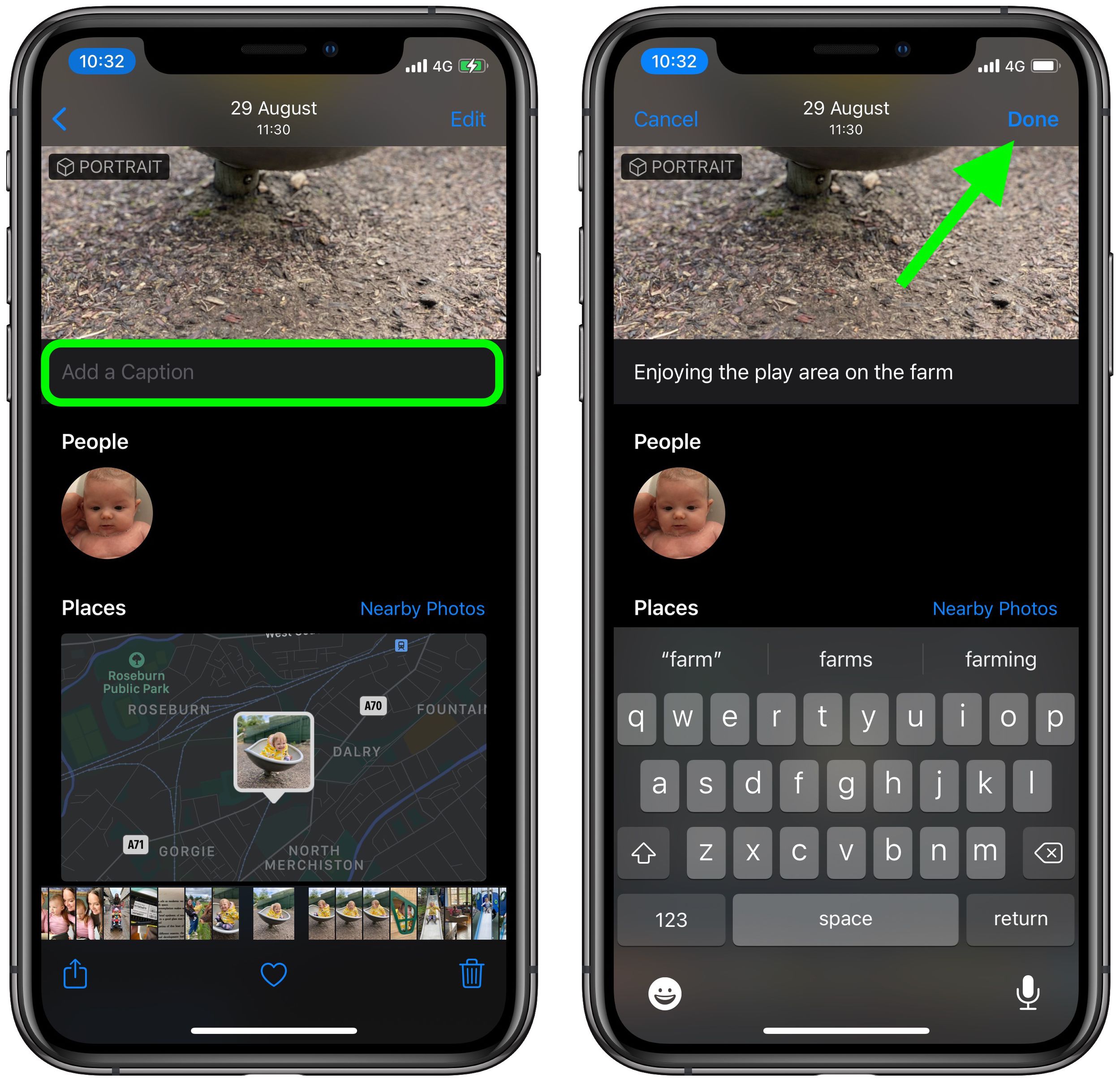 how to add captions to photos on facebook ipad