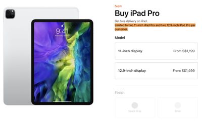 2020 ipad pro singapore limit