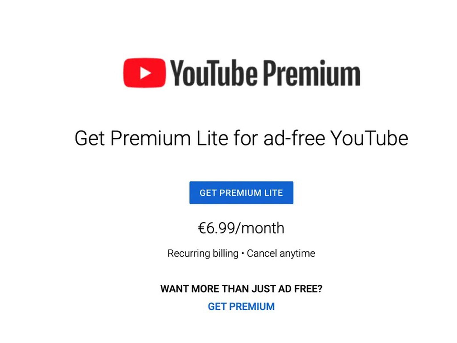 Youtube Tests Cheaper Premium Lite Subscription For Ad Free Viewing Macrumors