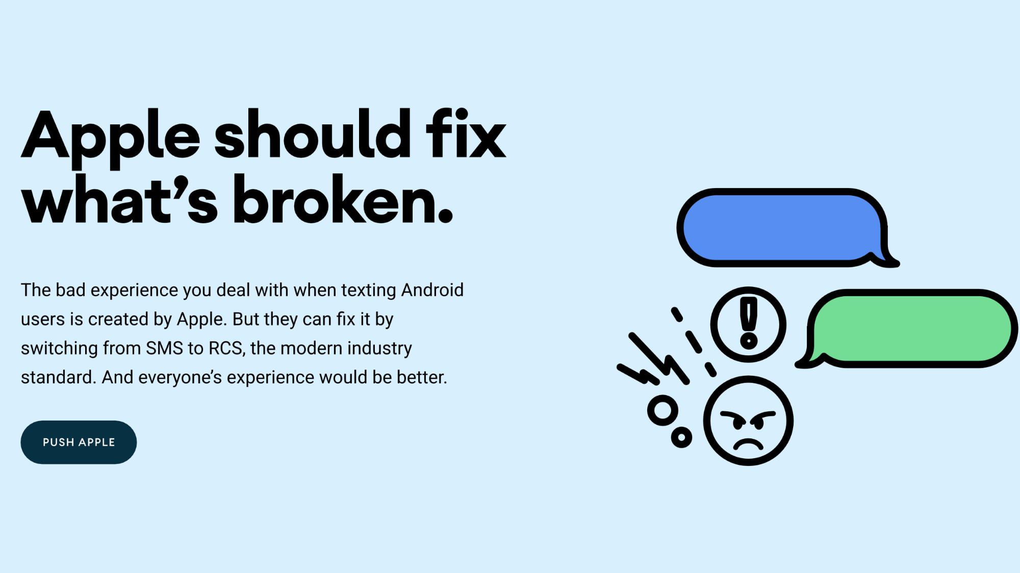 'It's Time for Apple to Fix Texting' Says New Android Website Pushing RCS Messag..