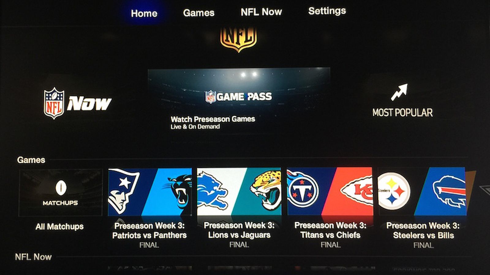 nfl game pass on tv