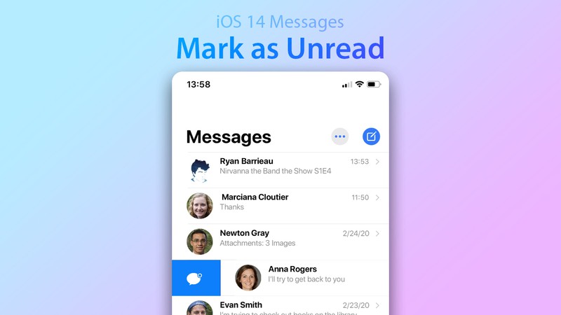 iOS 14 Mark Unread iMessages Mockup