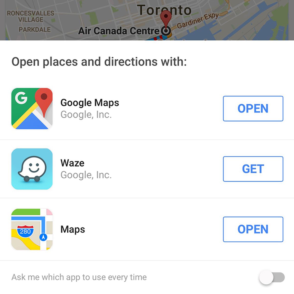 get directions with apple maps or waze