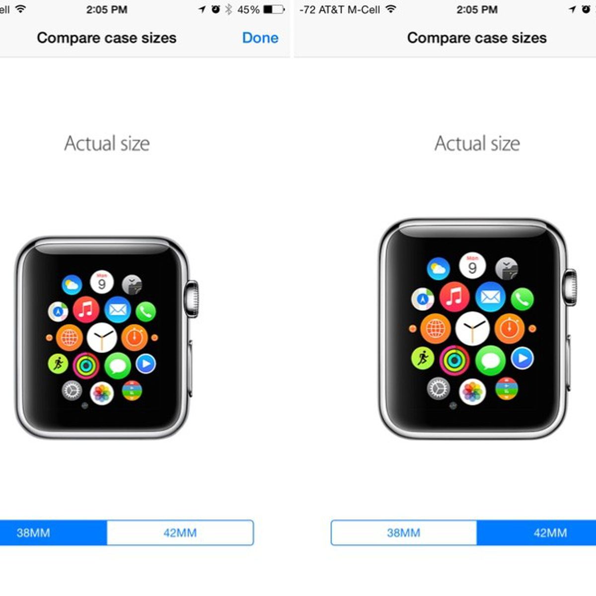 Compare Actual Size Apple Watch Models in Apple Store App MacRumors