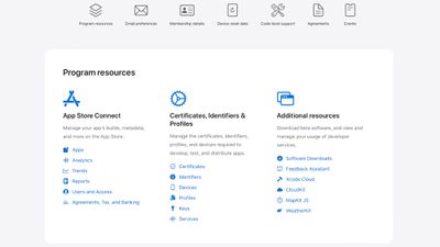 apple developer account page