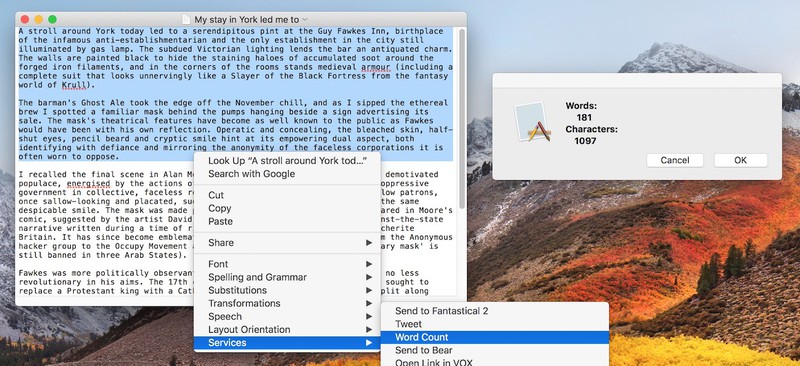 How to Set Up a System-Wide Word Count Service on Your Mac - MacRumors
