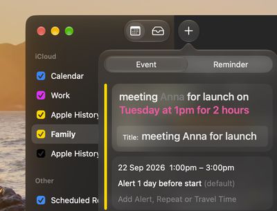 calendar natural language macos