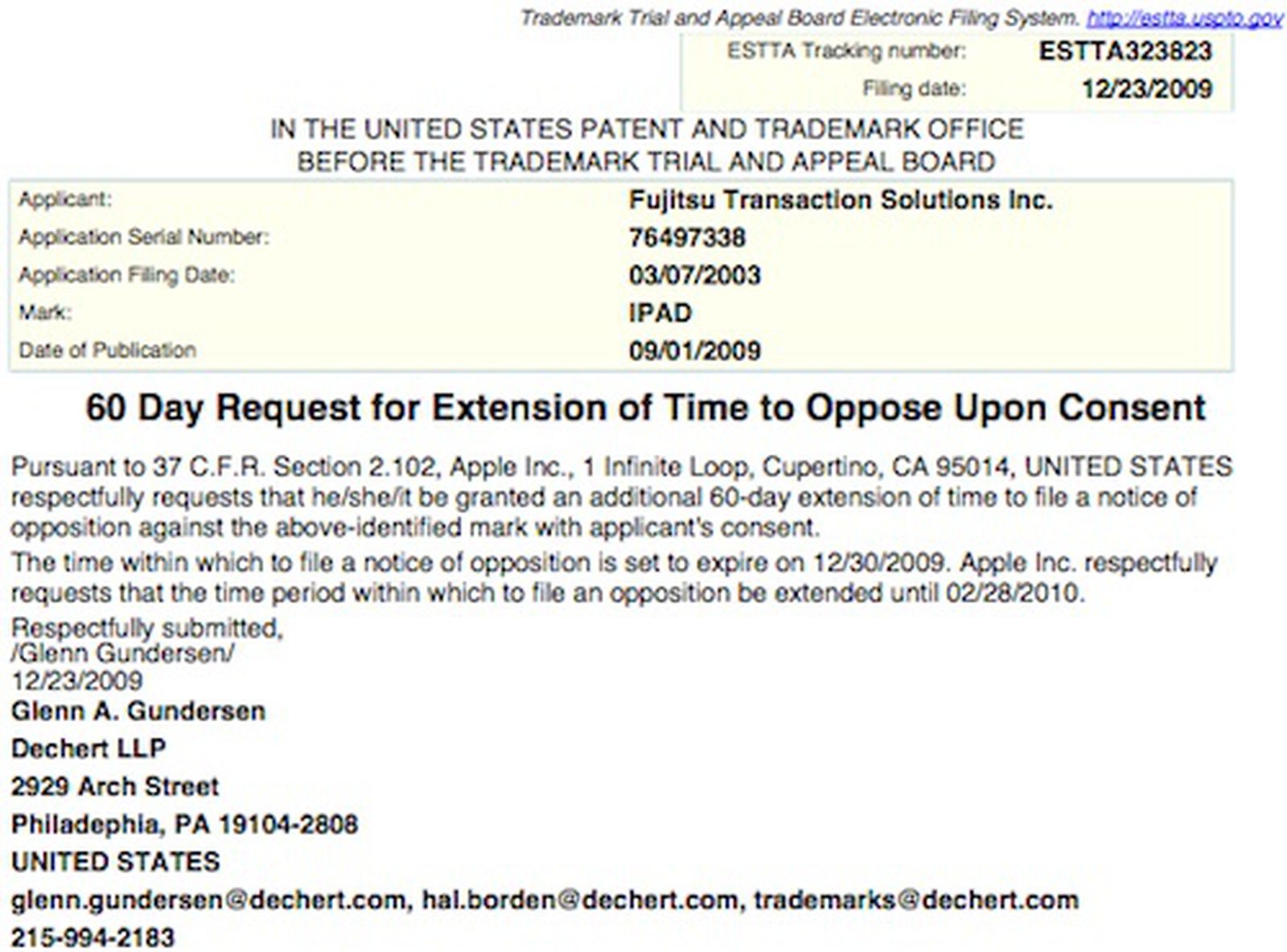 More Hints at Apple's Desire to Hold 'iPad' Trademark for Tablet Device