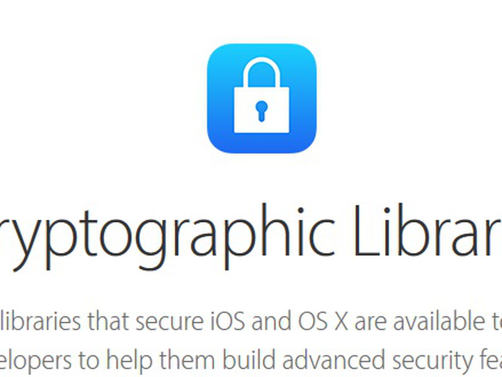 Apple Opens Cryptographic Libraries to Third-Party Developers to Encourage  Security - MacRumors
