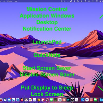 hot corner controls macos