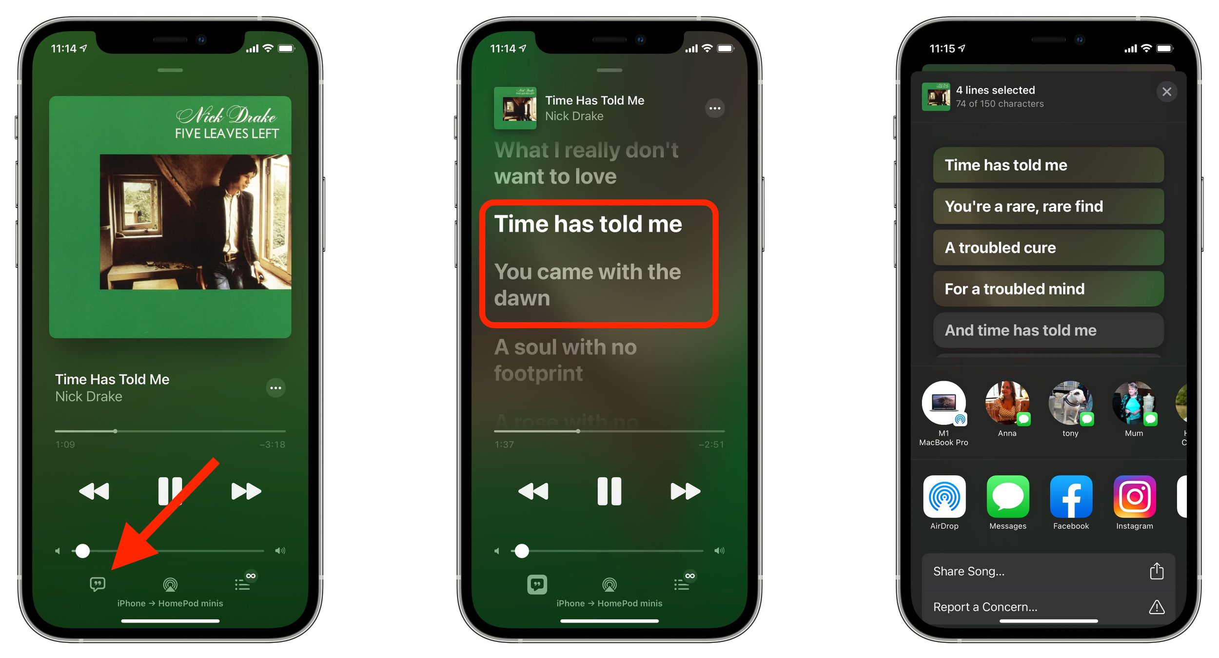 how to send a clip of a song on iphone