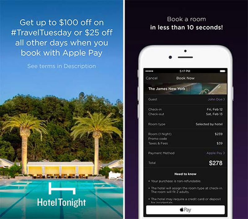 hotel apps that take apple pay