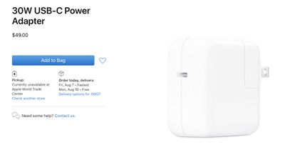 apple 30w usb c power adapter 2020