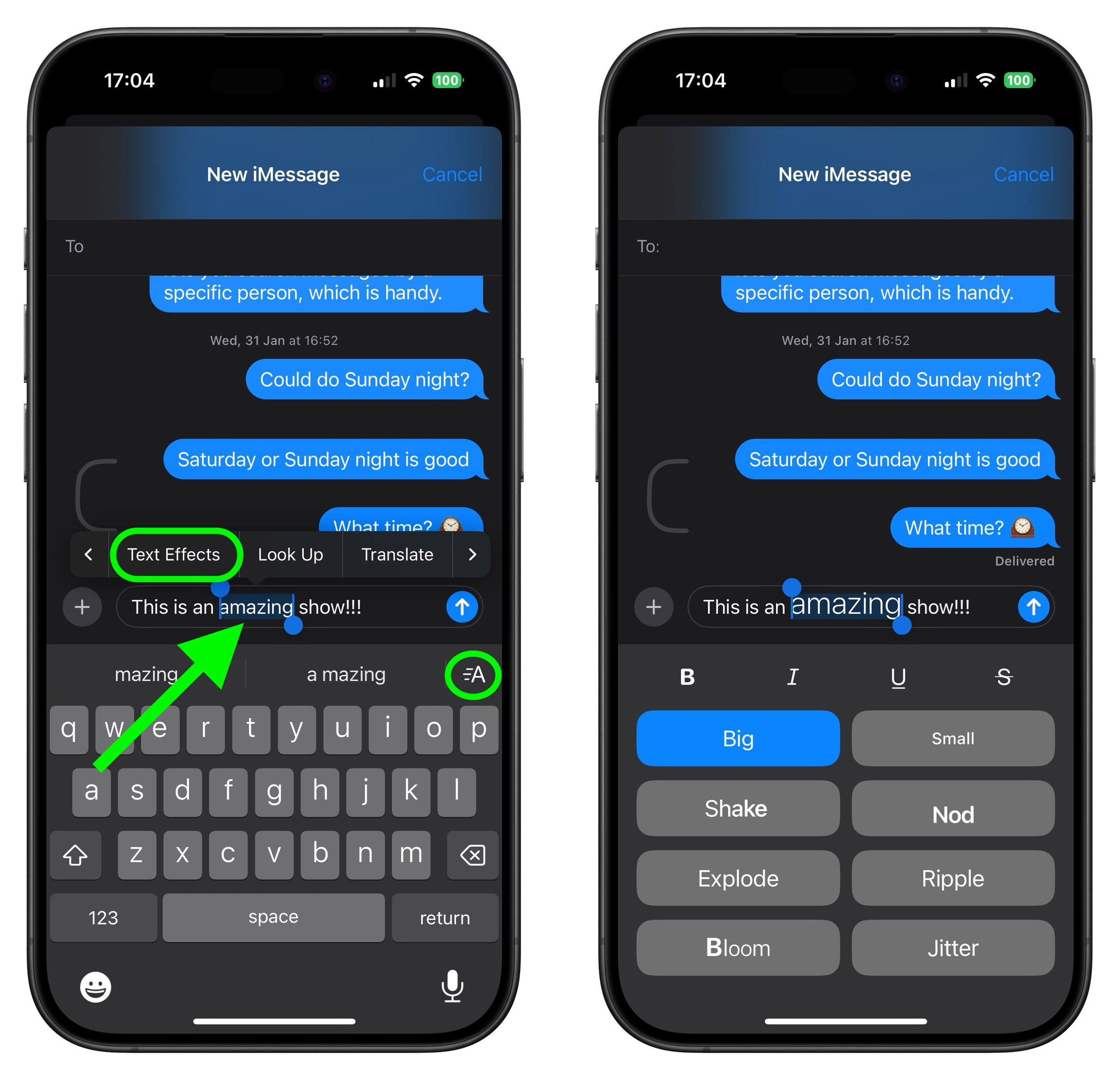Ios 18 how to use new text effects in messages macrumors