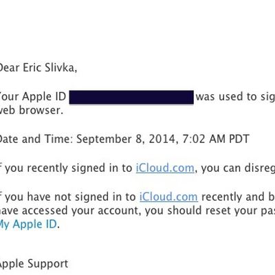 icloud web login alert email