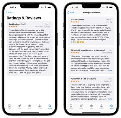 podcasts app positive reviews