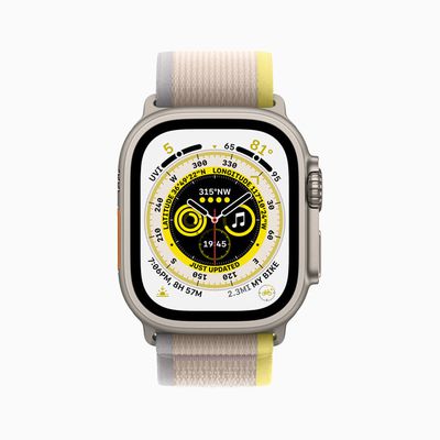 Apple Watch Ultra Yellow Beige Trail Loop Wayfinder Gesicht 220907 Inline