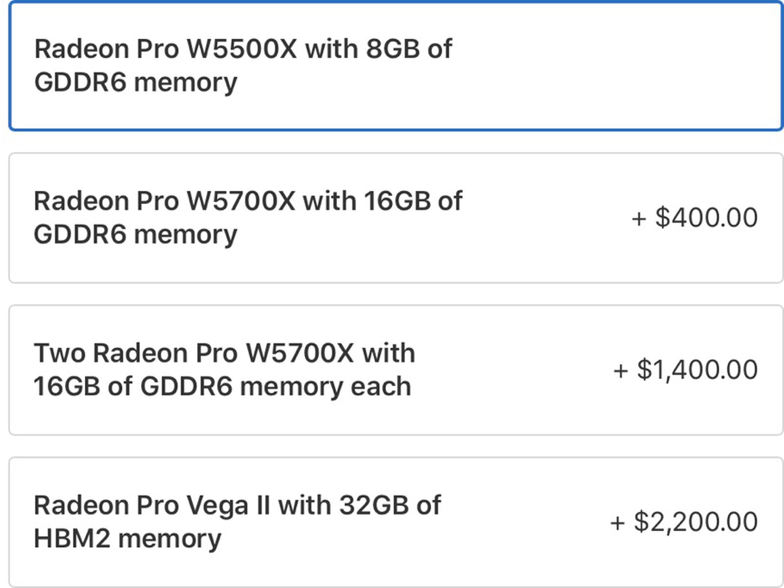 Apple Now Offering Radeon Pro W5500X for Mac Pro - MacRumors
