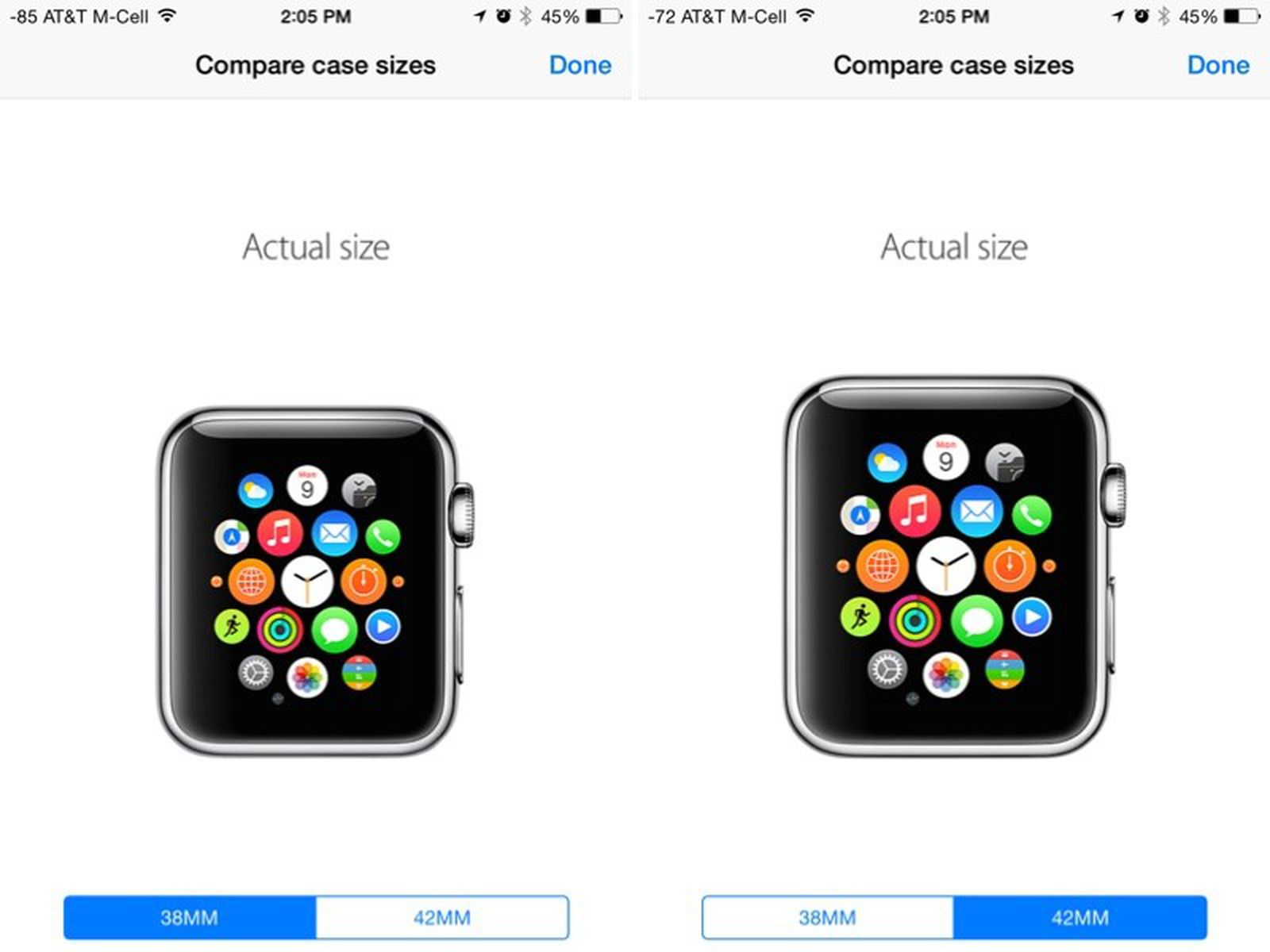 Compare Actual Size Apple Watch Models in Apple Store App - MacRumors