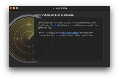 Network Utility Deprecated In Macos Big Sur Macrumors