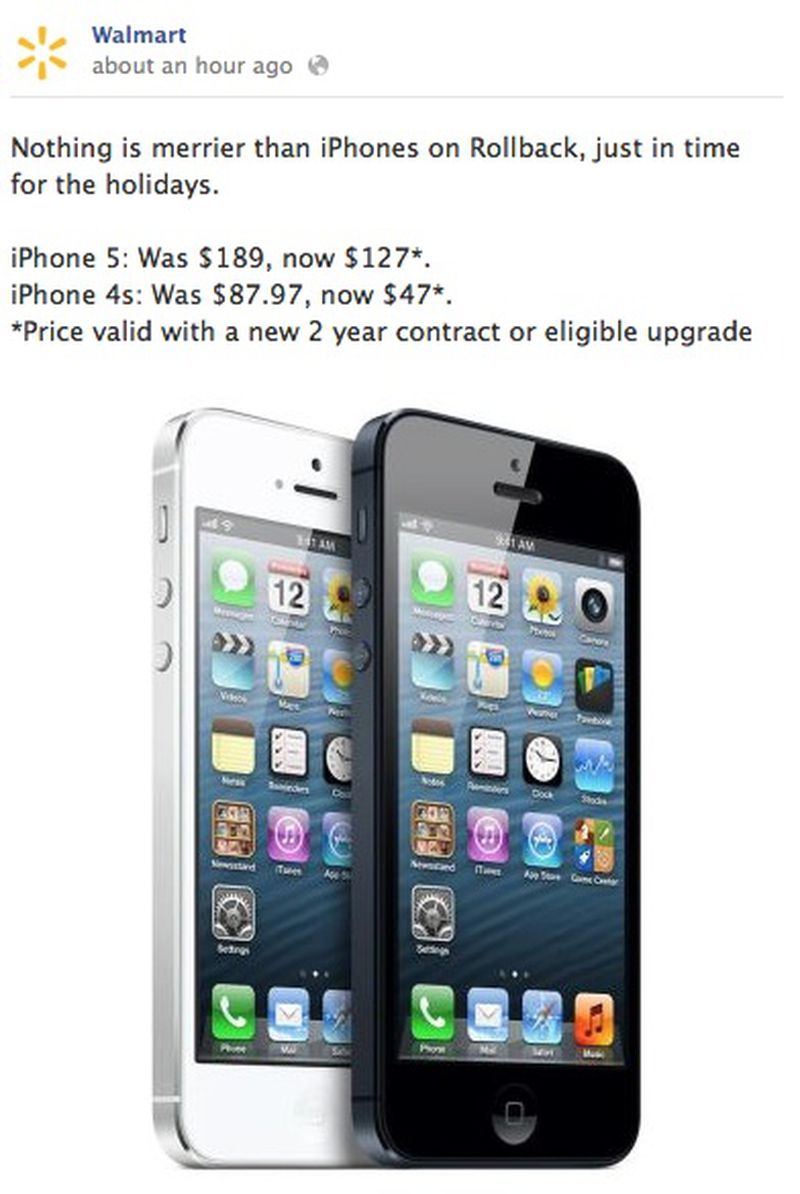 Walmart Offering iPhone 5 for 127, ThirdGeneration iPad for 399 MacRumors