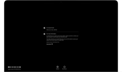 apple diagnostics black screen