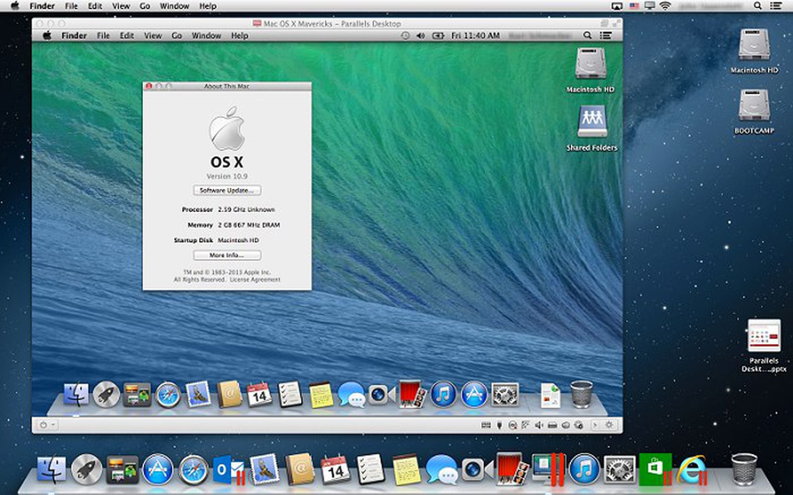 two mac os x operating systems with parallels