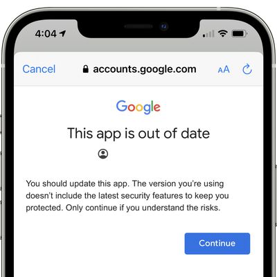 google gmail app out of date warning