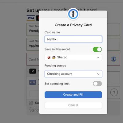 1password privacy cards