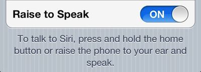 siri raise to speak