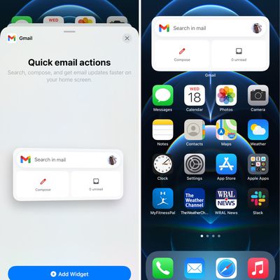 gmail widget ios 14