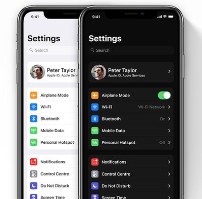 ios 13 dark mode concept