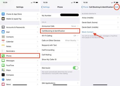 manage blocked numbers iphone