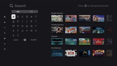 Apple TV Grid Keyboard Layout